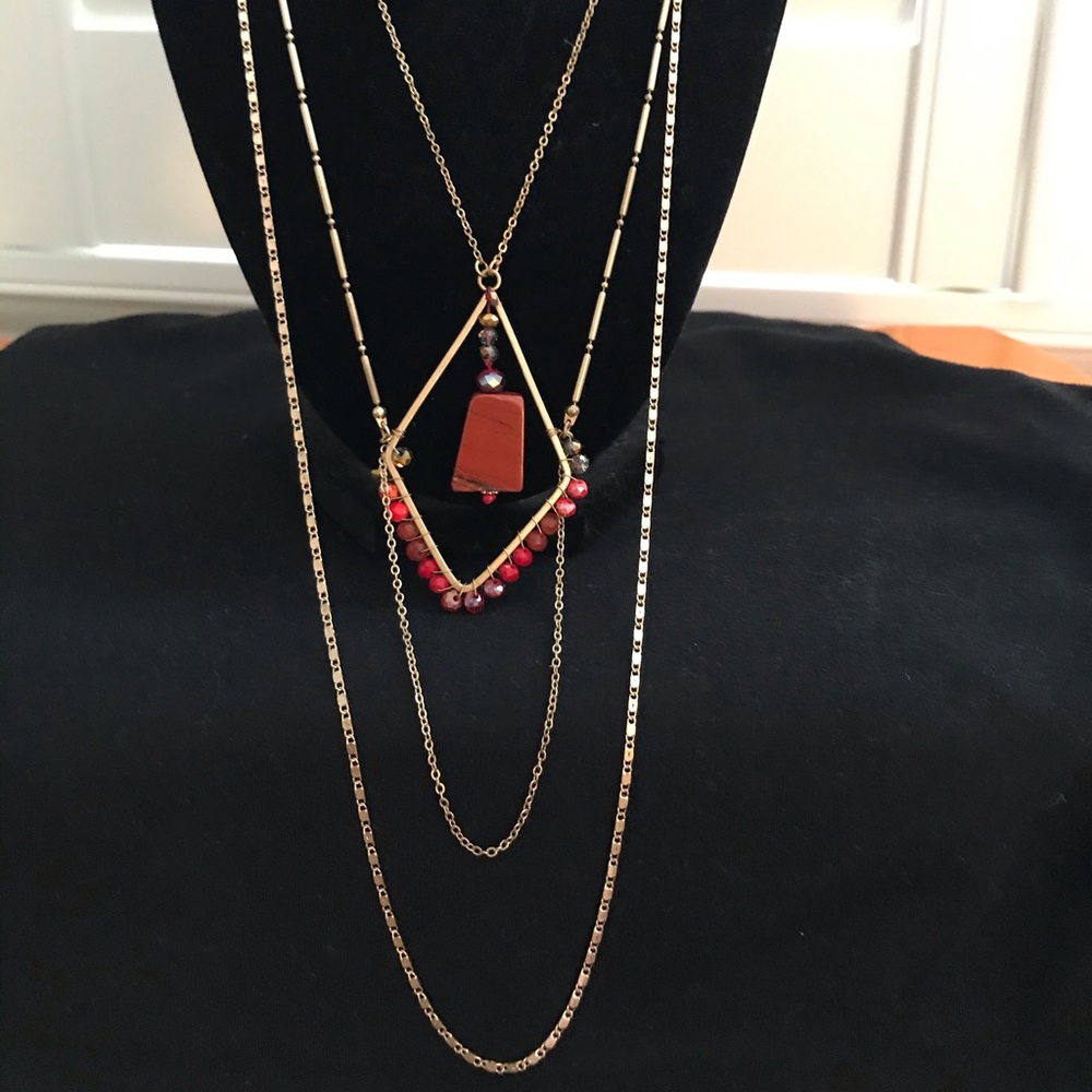 Red and Gold Layered Necklace